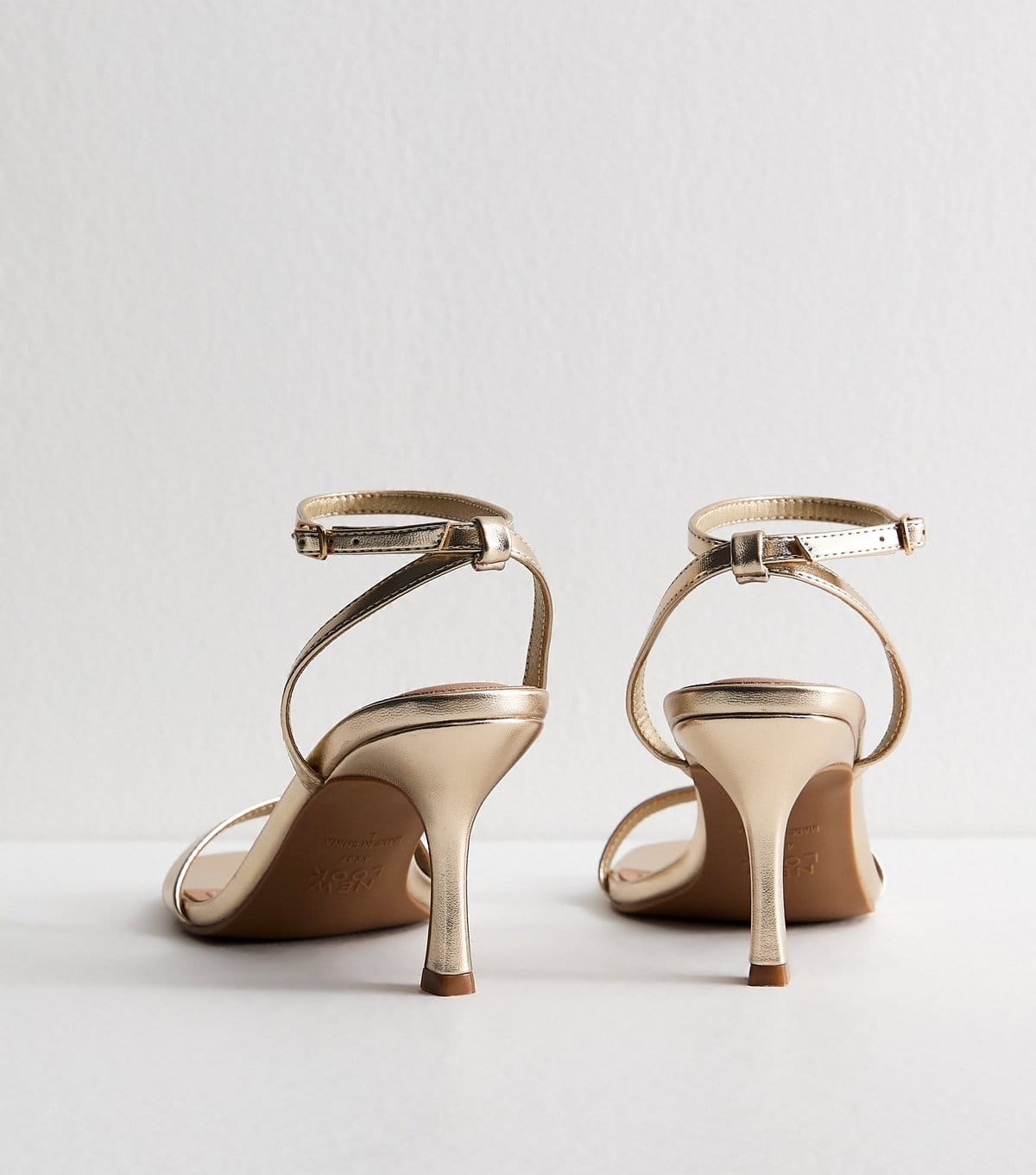 New Look Women's Gold Faux Leather Single Strap Stiletto Sandals New Look - 4