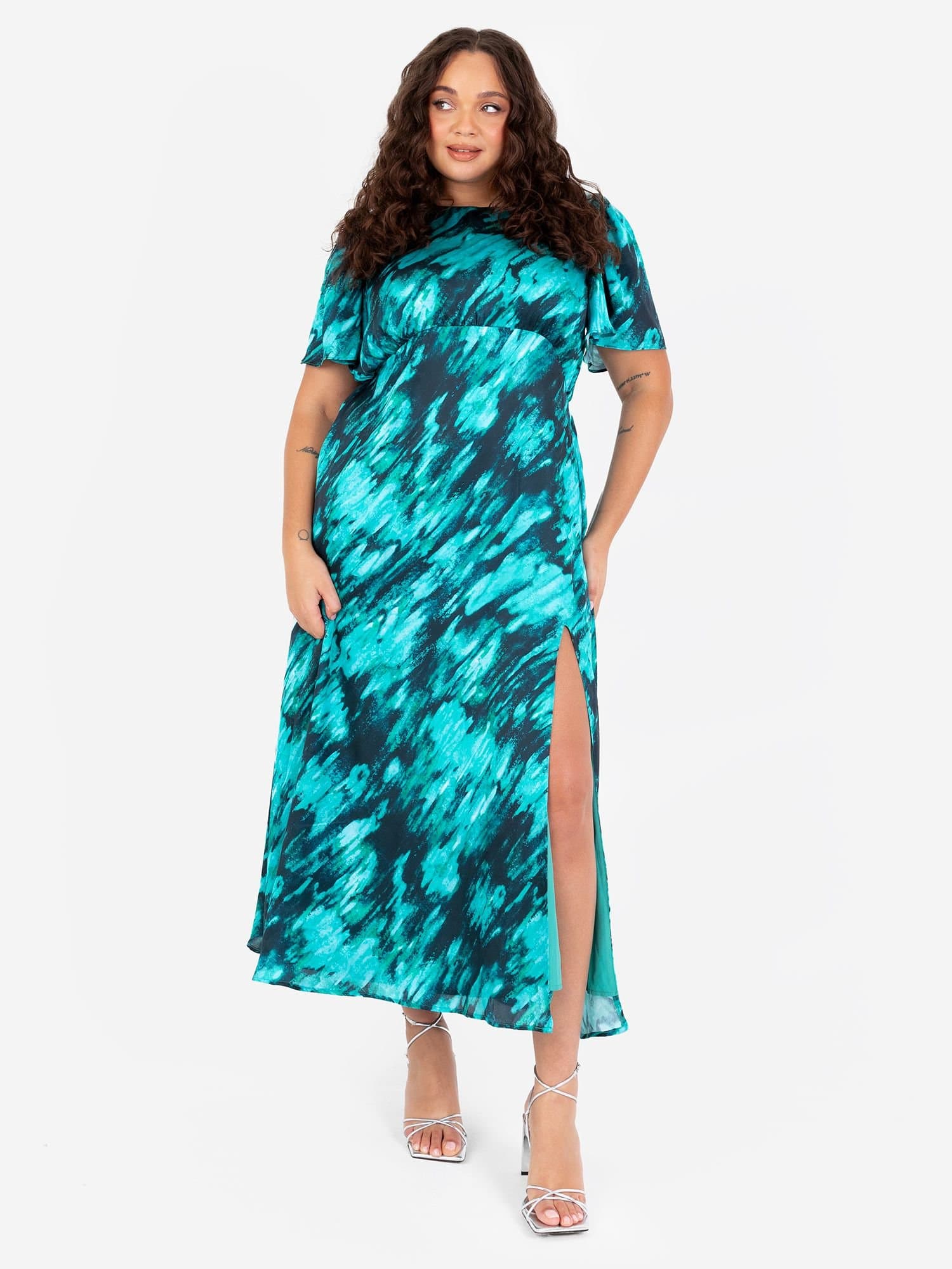 Lovedrobe Lovedrobe Women's Marble Short Sleeve Midaxi Dress