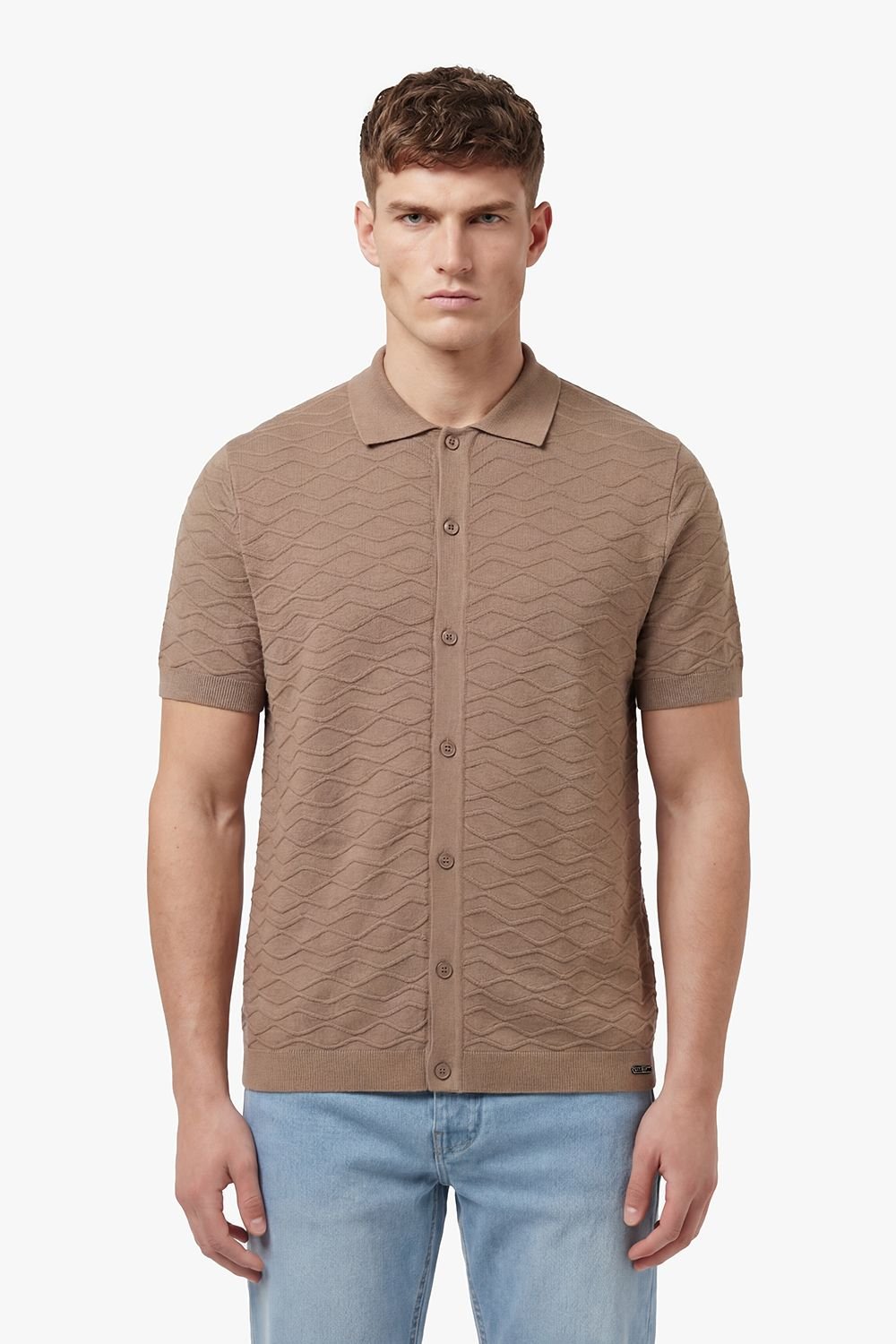 Luke 1977 Luke 1977 Men's Kennet Button Up Knitted Shirt in Brown - 3