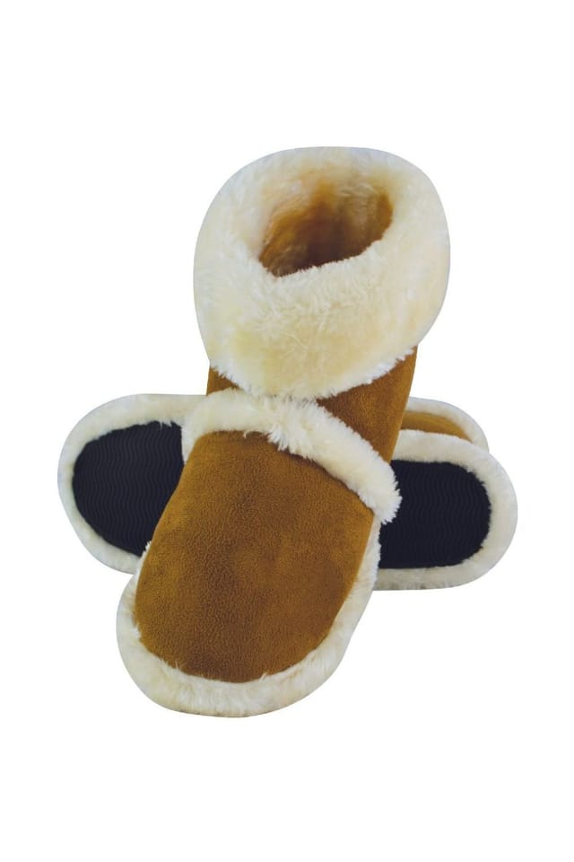 Slipper Snob Slipper Snob Men's Soft Plush Lined Memory Foam Slipper Booties in Brown - 2