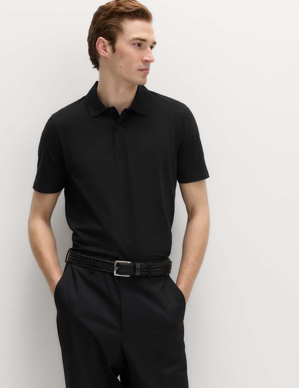 Marks & Spencer M&S Black Cotton Jersey Polo Shirt