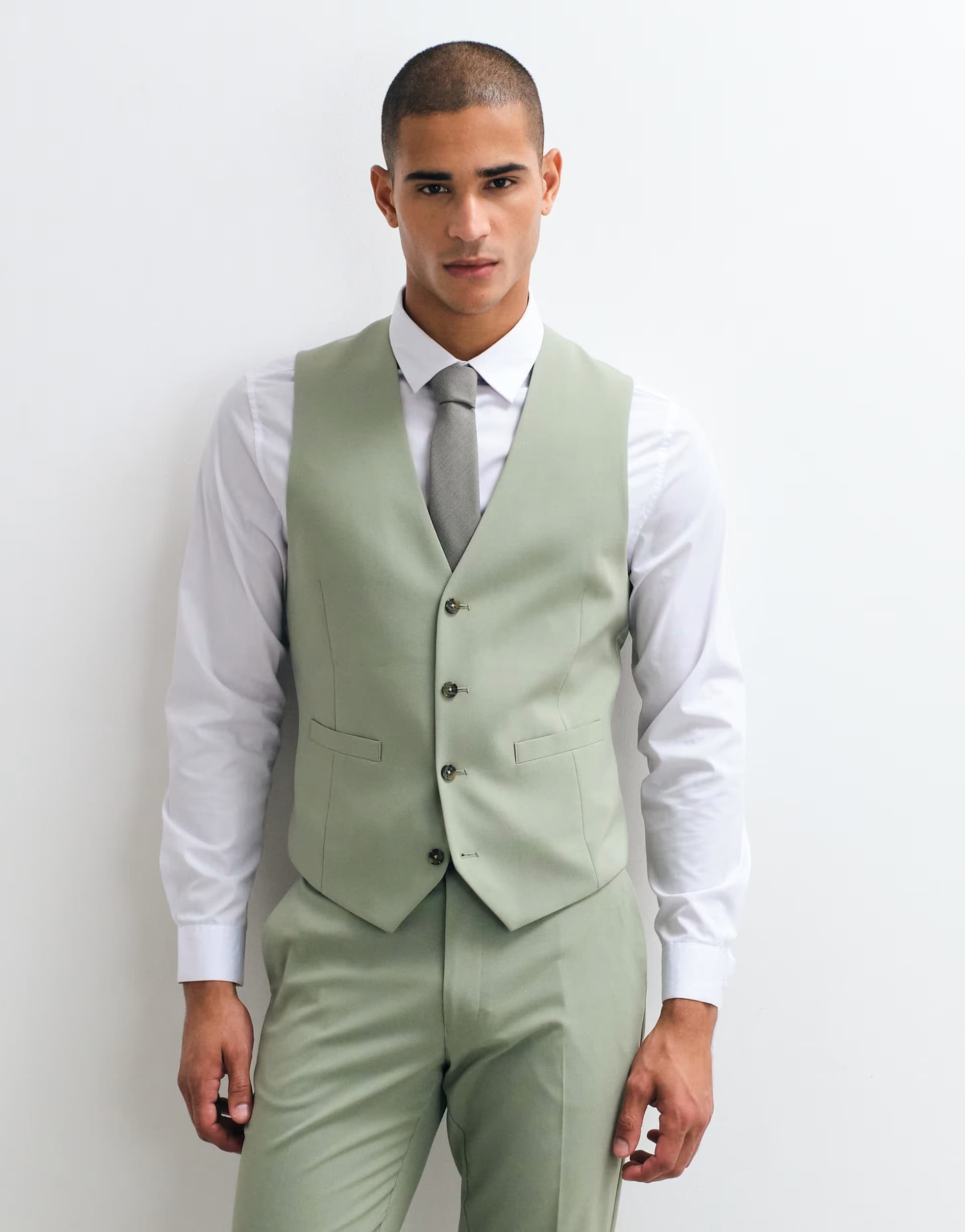 ASOS ASOS DESIGN slim suit waistcoat in sage green