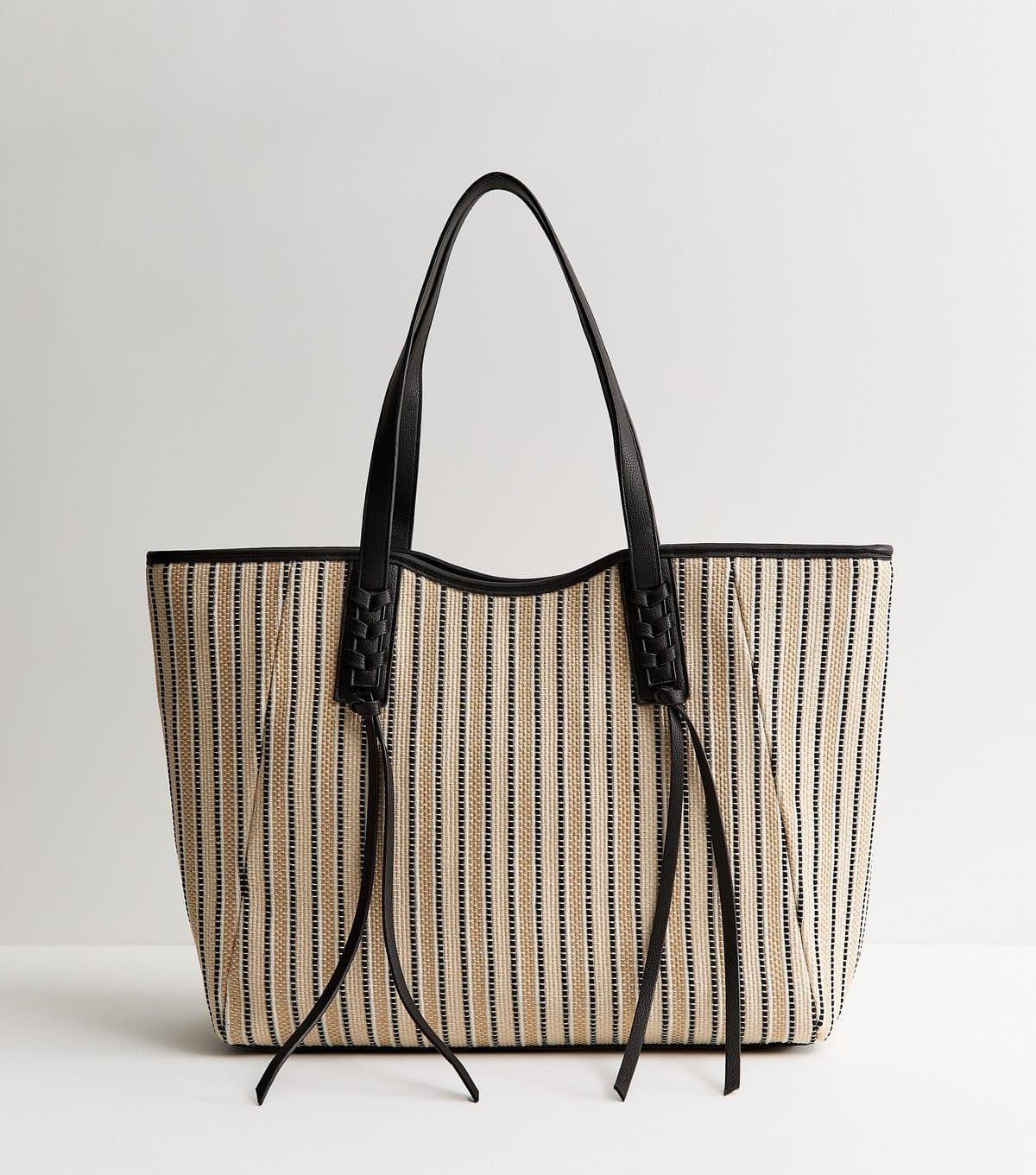 New Look New Look Black Striped Canvas Tote Bag