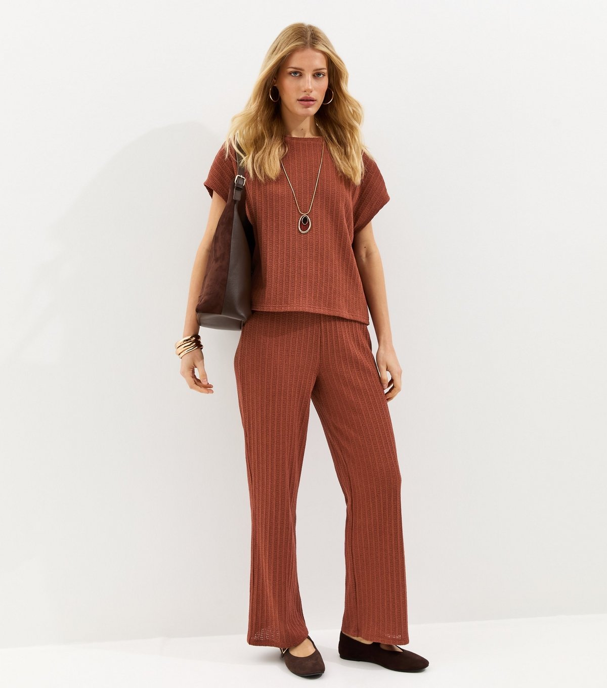 New Look Women's Dark Red Textured Soft Touch Top New Look - 3