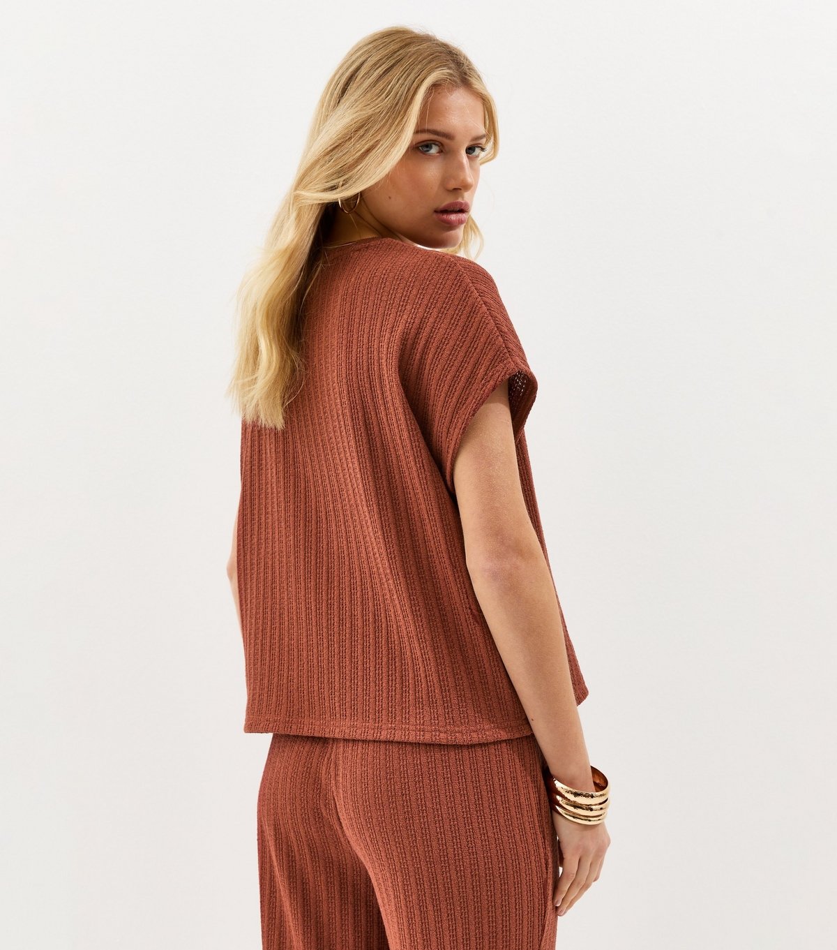 New Look Women's Dark Red Textured Soft Touch Top New Look - 4