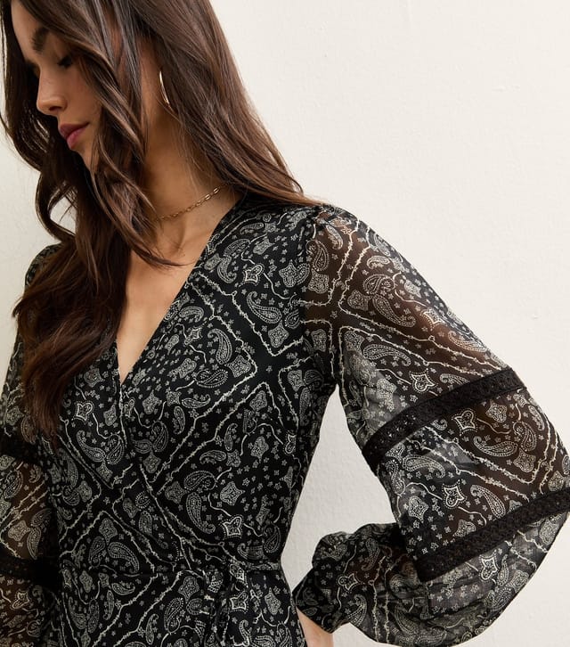 New Look Women's Black Chiffon Paisley Mini Dress New Look - 2