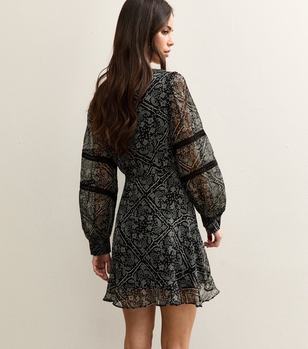 New Look Women's Black Chiffon Paisley Mini Dress New Look - 4