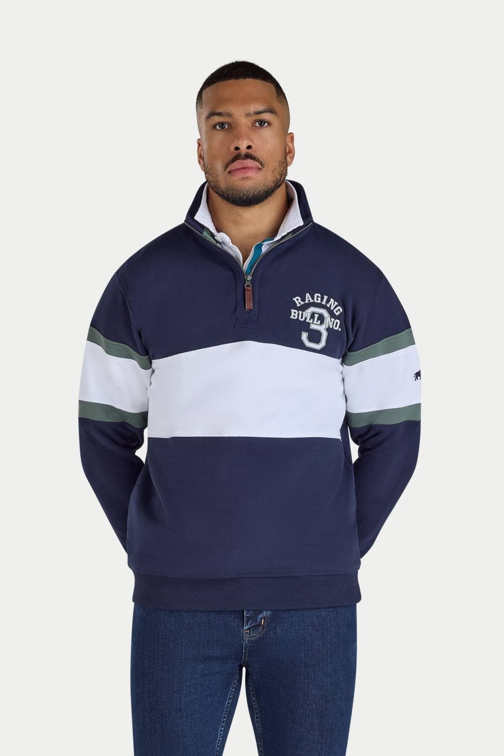 raging bull Raging Bull Men's NO 3. Quarter Zip Sweat in Navy - 4