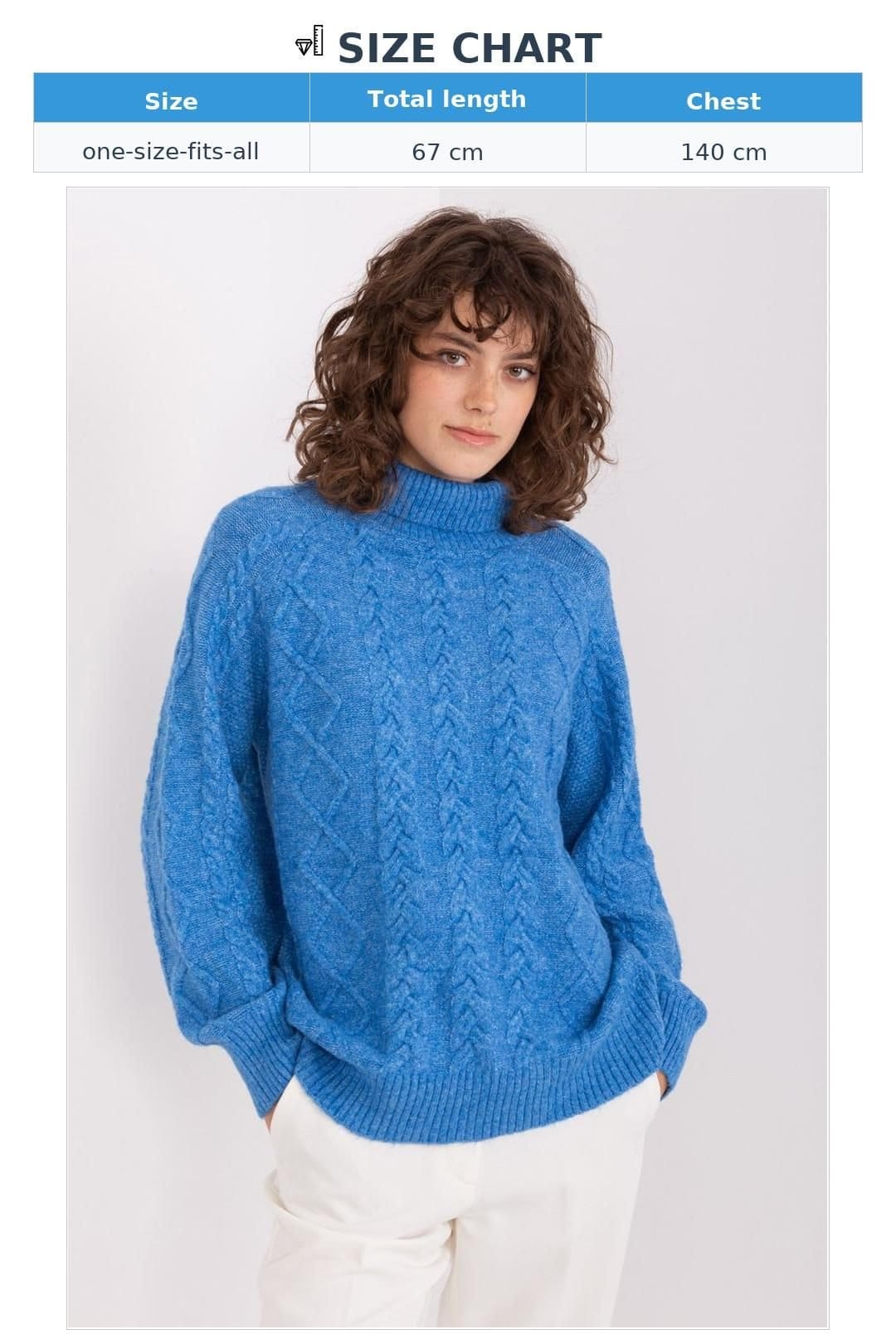 Love Lace Love Lace Women's Plaid Textured Turtleneck Sweater in Blue - 4