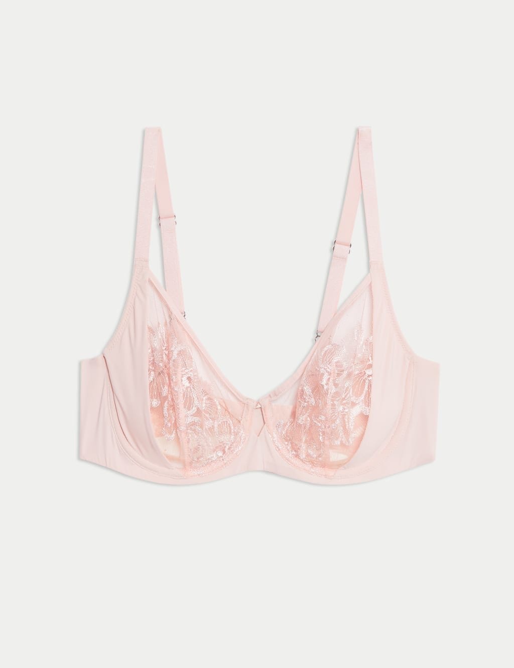 M&S Soft Pink Embroidered Wired Full Cup Bra A-E