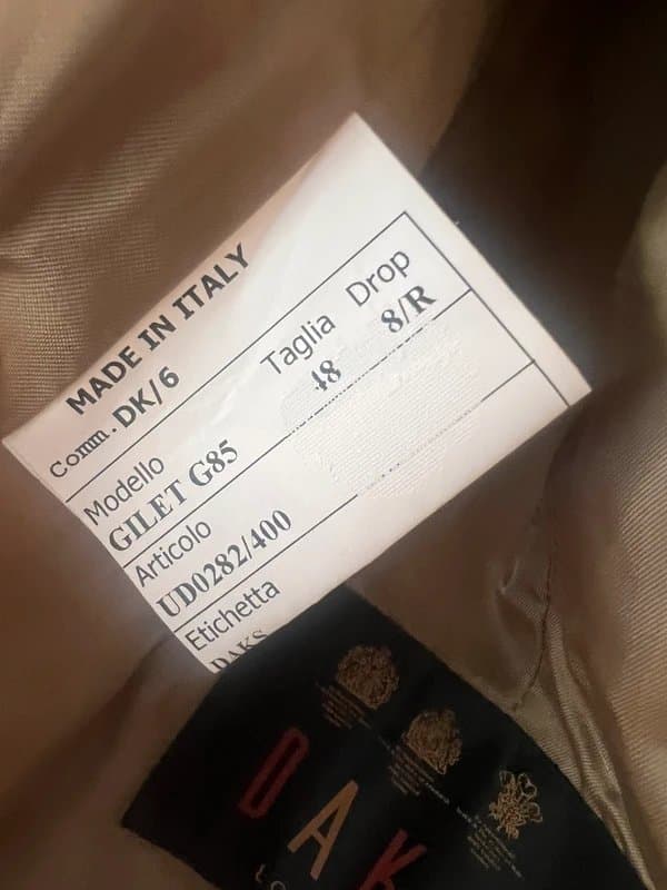 DAKS DAKS London Men's Waistcoat Vest Beige Taupe Wool Blend Size 48R BNWT Made in Italy