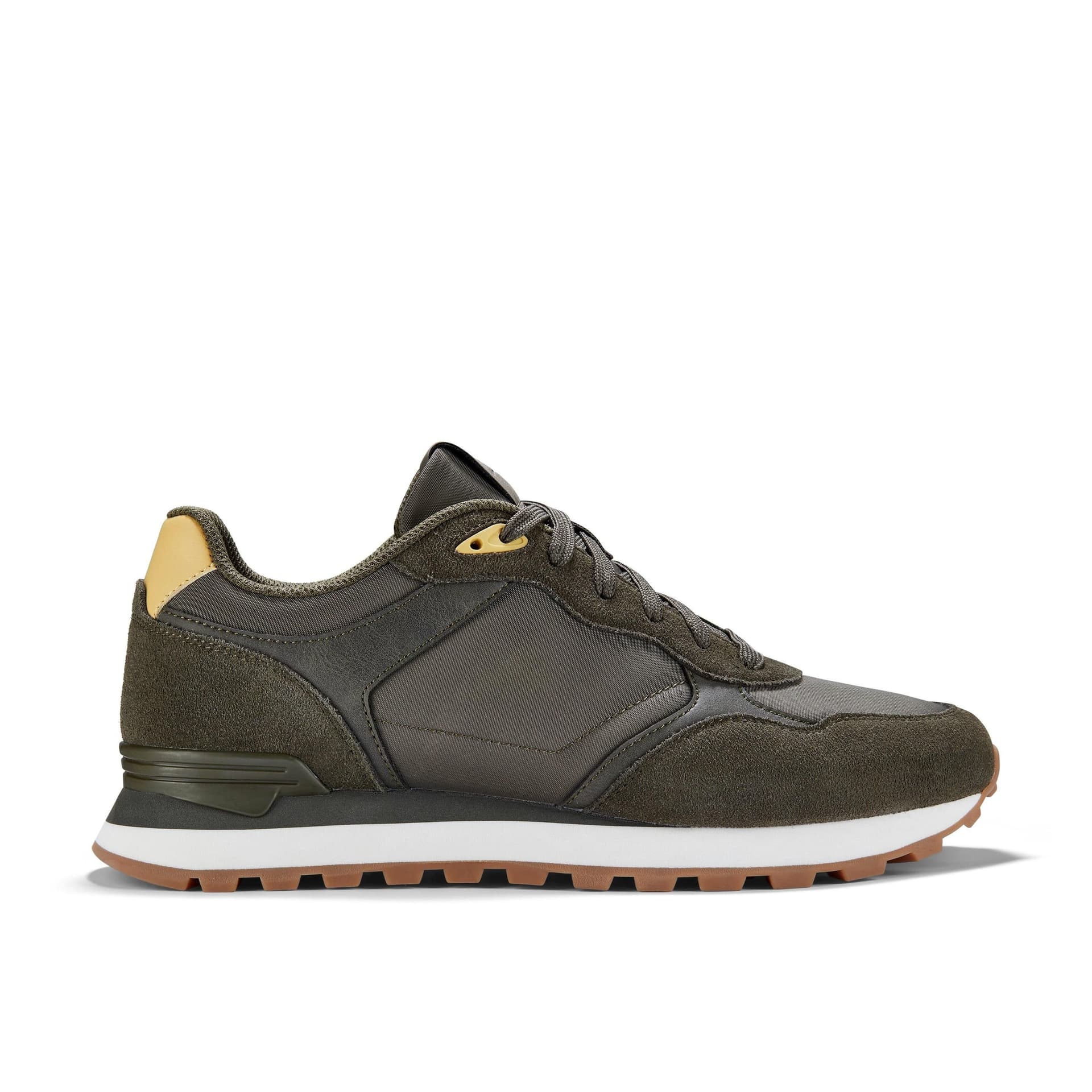 Clarks Clarks Men's Molland Go Olive Combination Trainers, Lace Up in Green