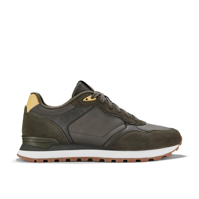 Clarks Clarks Men's Molland Go Olive Combination Trainers, Lace Up in Green - 2