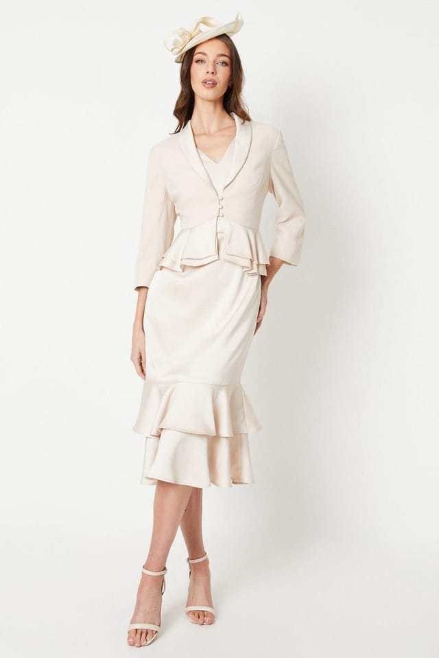 Coast Coast Women's Satin Back Crepe Tailored Jacket With Peplum in Champagne - 2