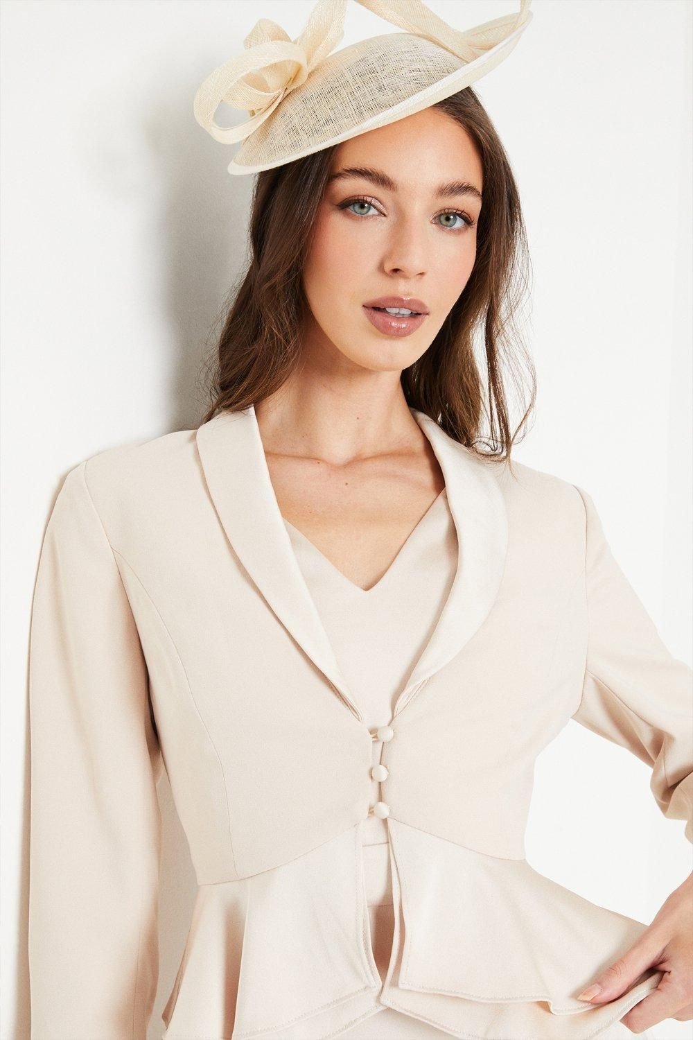 Coast Coast Women's Satin Back Crepe Tailored Jacket With Peplum in Champagne - 4
