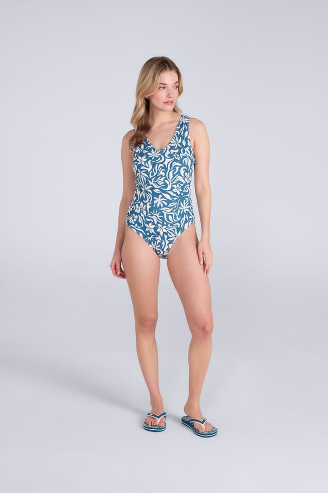 Animal Animal Women's 'Lea' Stretchy Quick Dry Chlorine Resistant Flattering Fit Swimsuit in Blue - 2