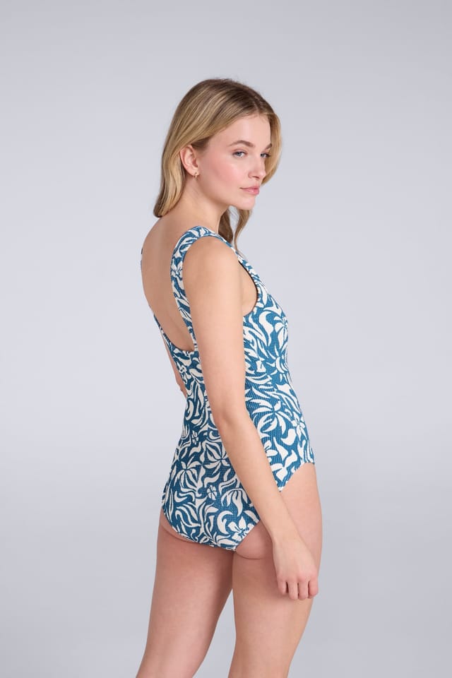 Animal Animal Women's 'Lea' Stretchy Quick Dry Chlorine Resistant Flattering Fit Swimsuit in Blue - 3