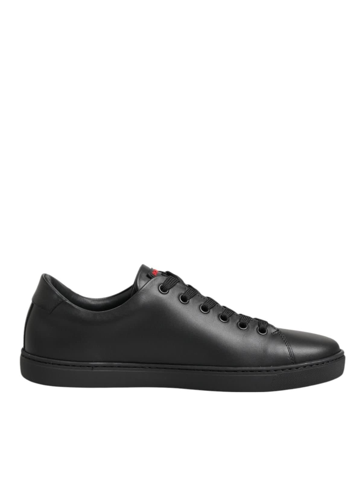 Dolce & Gabbana Dolce & Gabbana Black Leather Crystal Heart Sneakers