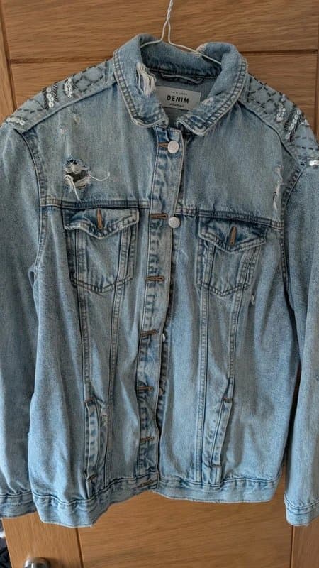 New Look Embellished beaded denim jacket