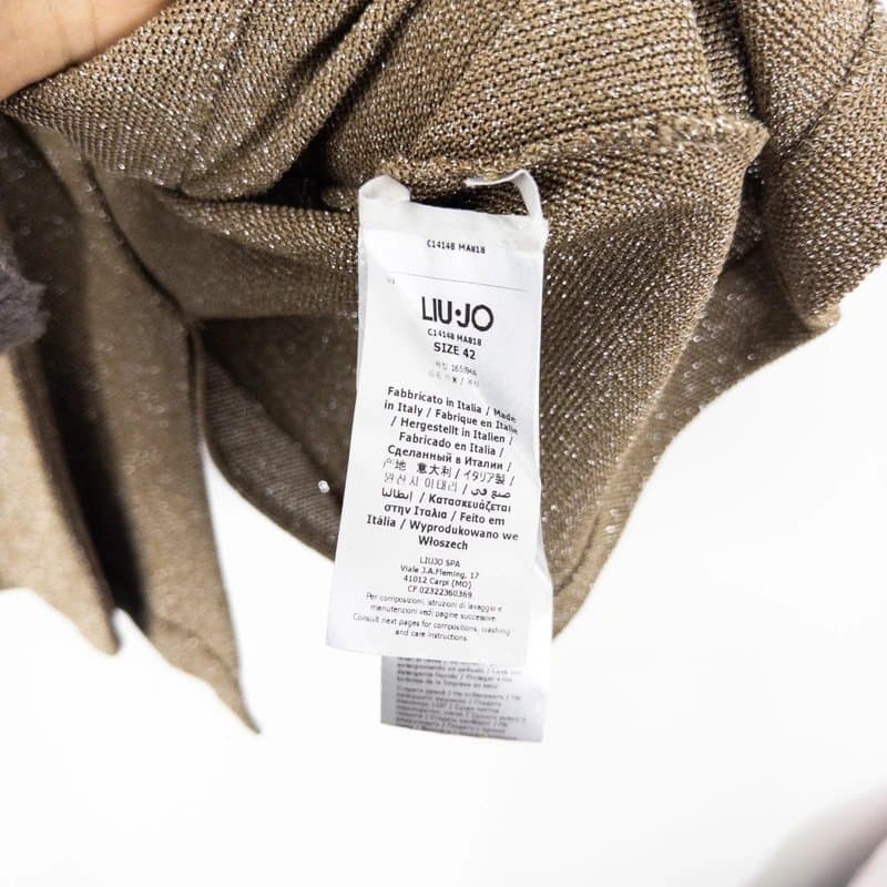 Liu Jo Liu Jo Beige Silver Knit Blazer Jacket Size 10 IT 42 Brown Metallic Designer