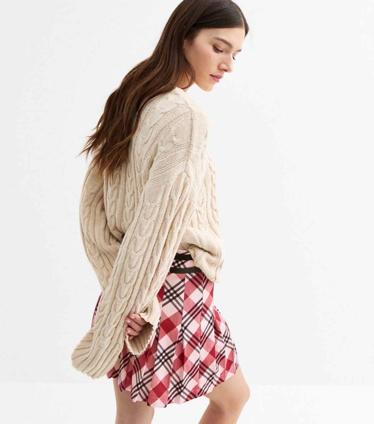 Tokyo Doll Women's Red Checked Pleated Mini Belted Skirt Tokyo Doll New Look - 4