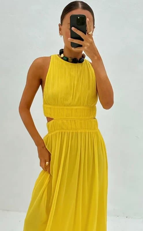 Never Fully Dressed Yellow chiffon maxi dress