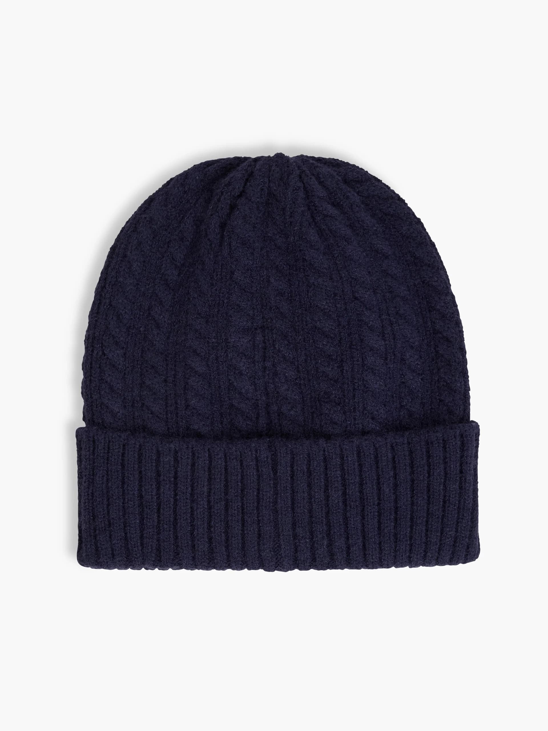 French Connection French Connection Navy Blue Cable Knit Beanie Hat
