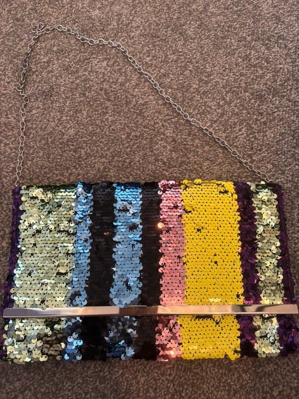 Primark Rainbow sequin Clutch/Handbag Party Trendy Viral same day delivery