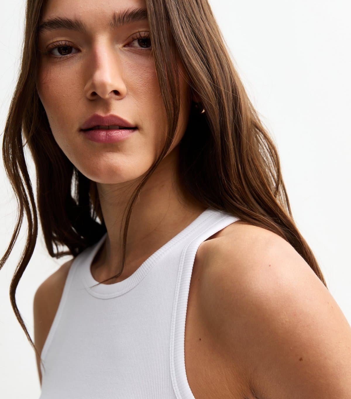 New Look New Look White Ribbed Racer Vest