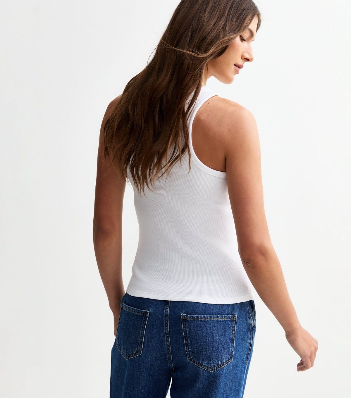 New Look Women's White Ribbed Racer Vest New Look - 4
