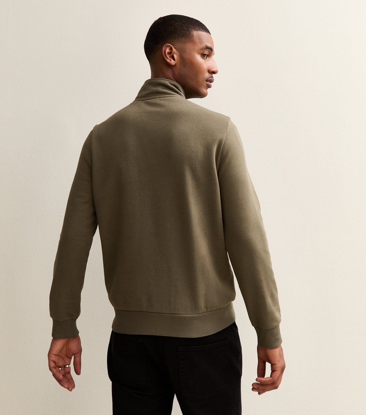 New Look Men's Mid Green Regular Quarter Zip Sweatshirt New Look - 4