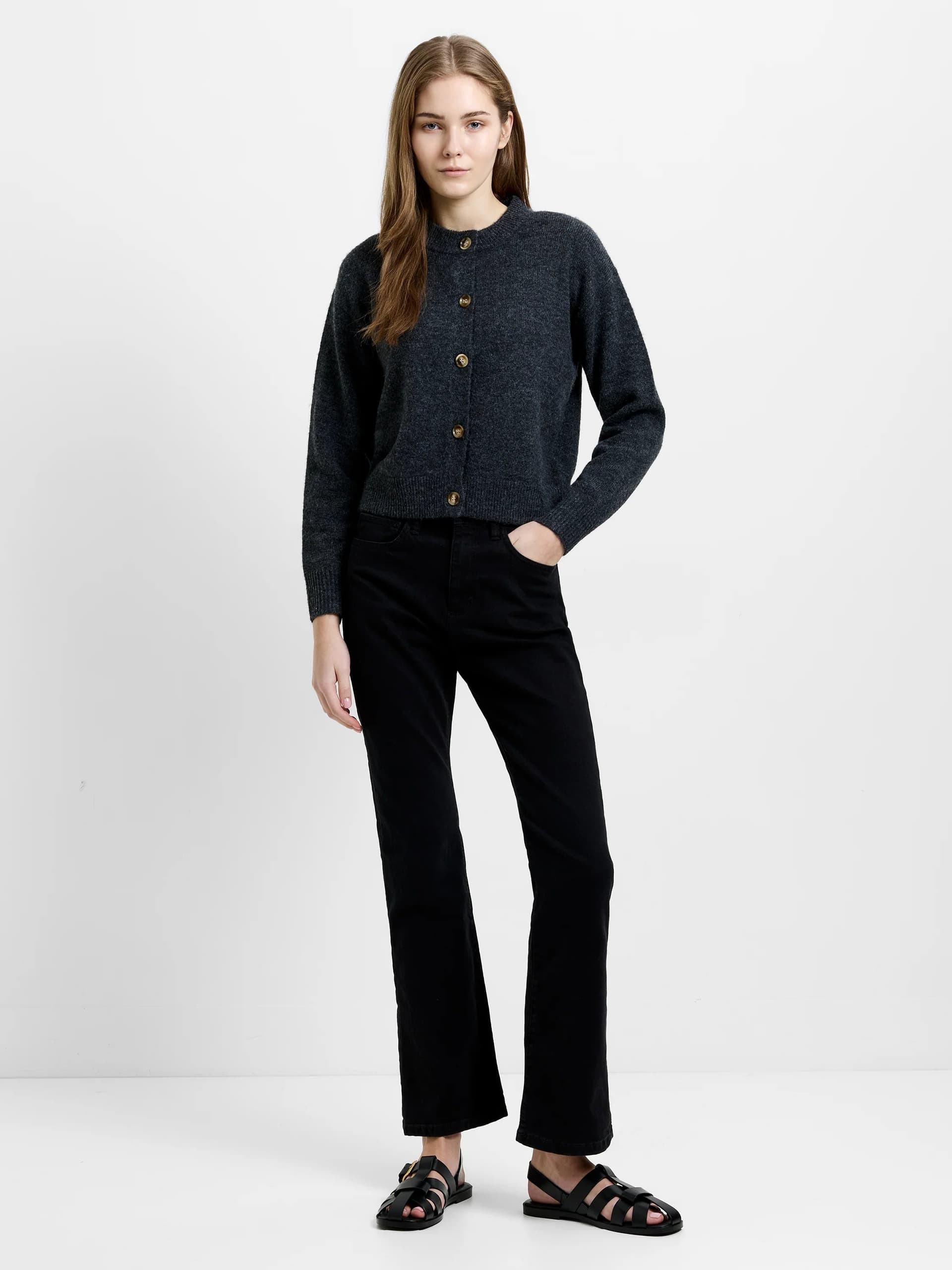 French Connection Kezia Cardigan Dark Grey Mel