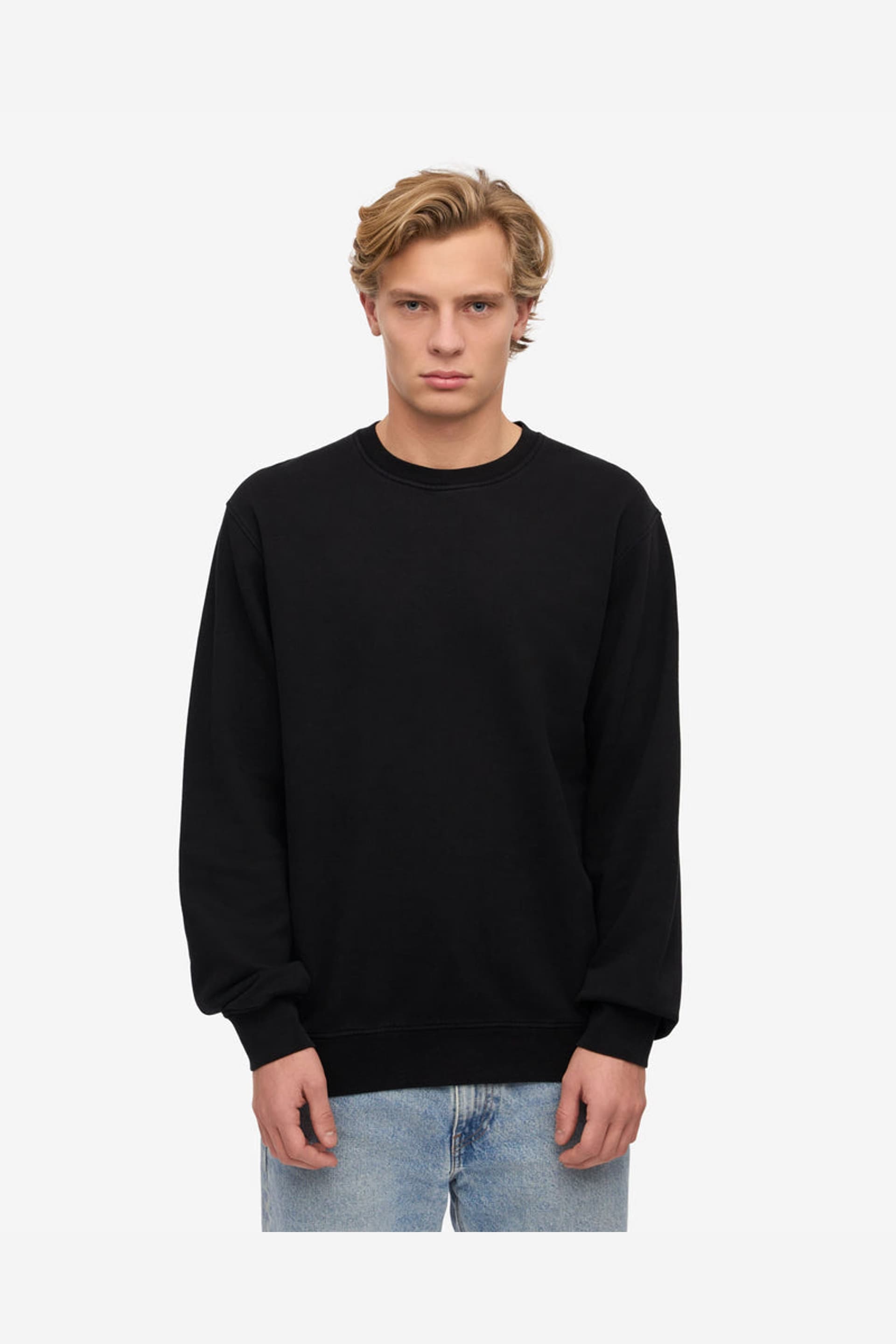 Colourful Standard Colourful Standard Men's Classic Style Long Sleeve Crew Neck Sweatshirt in Black