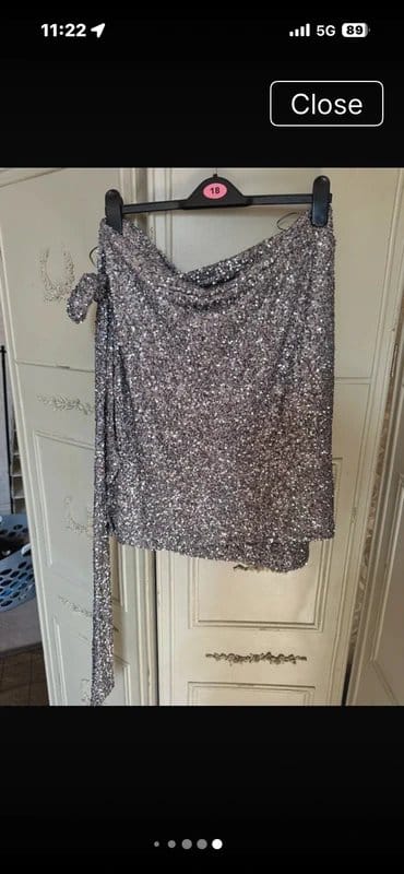Never Fully Dressed Silver Sequin Wrap Skirt
