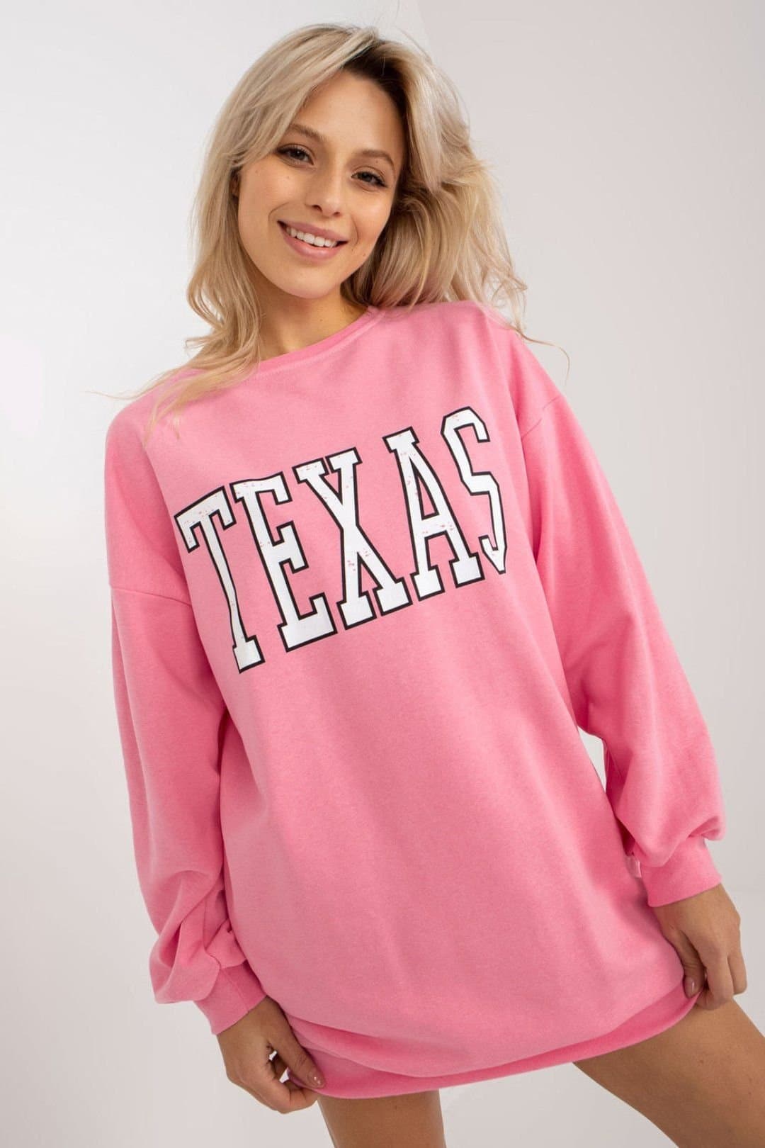 Love Lace Love Lace Women's Long Casual Sweatshirt Soft Cotton Blend Pockets in Pink
