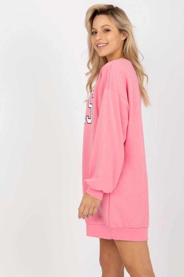 Love Lace Love Lace Women's Long Casual Sweatshirt Soft Cotton Blend Pockets in Pink - 2