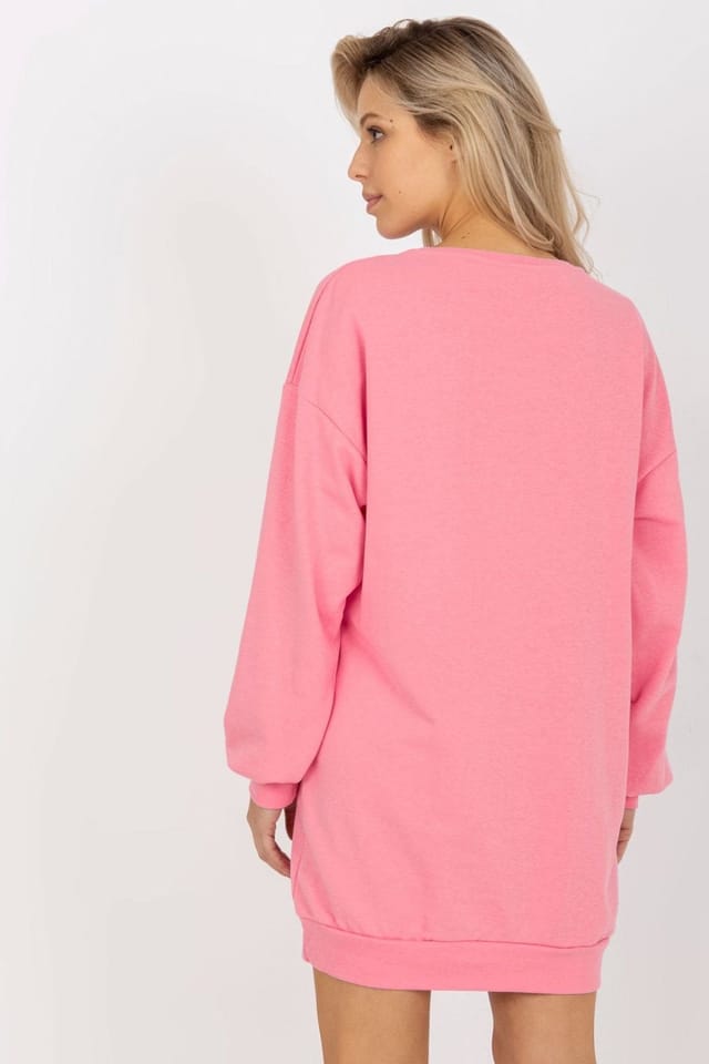 Love Lace Love Lace Women's Long Casual Sweatshirt Soft Cotton Blend Pockets in Pink - 3
