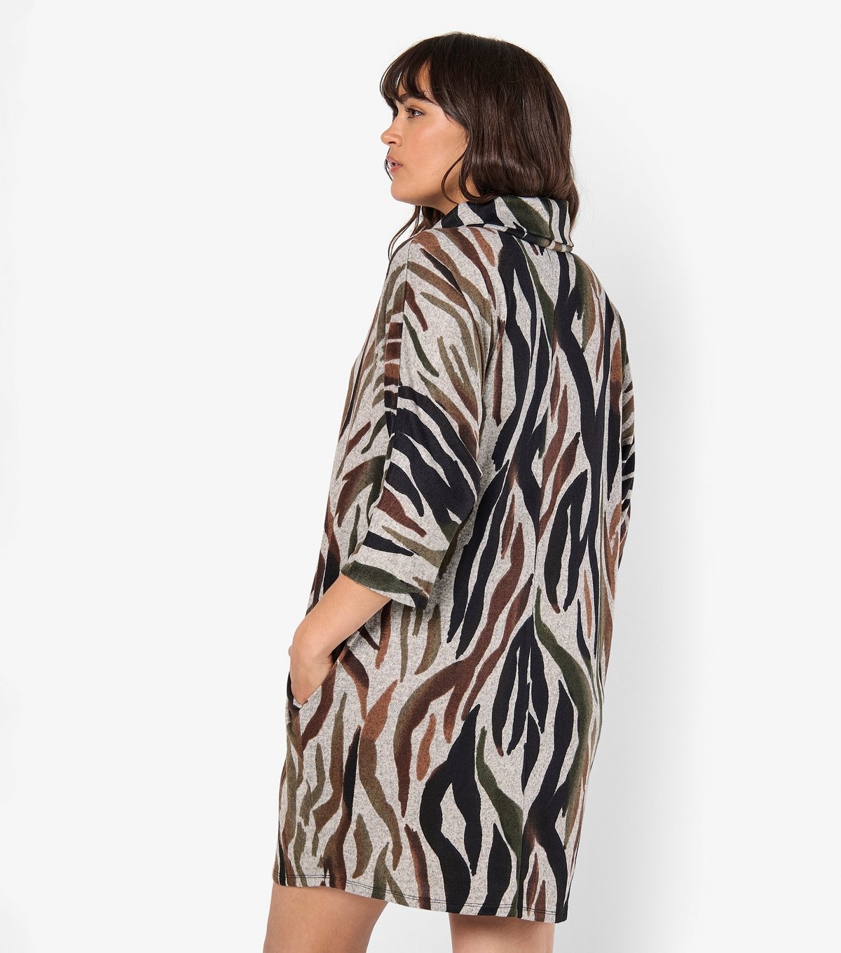 Apricot Women's Rust Zebra Print Roll Neck Mini Dress Apricot New Look - 2