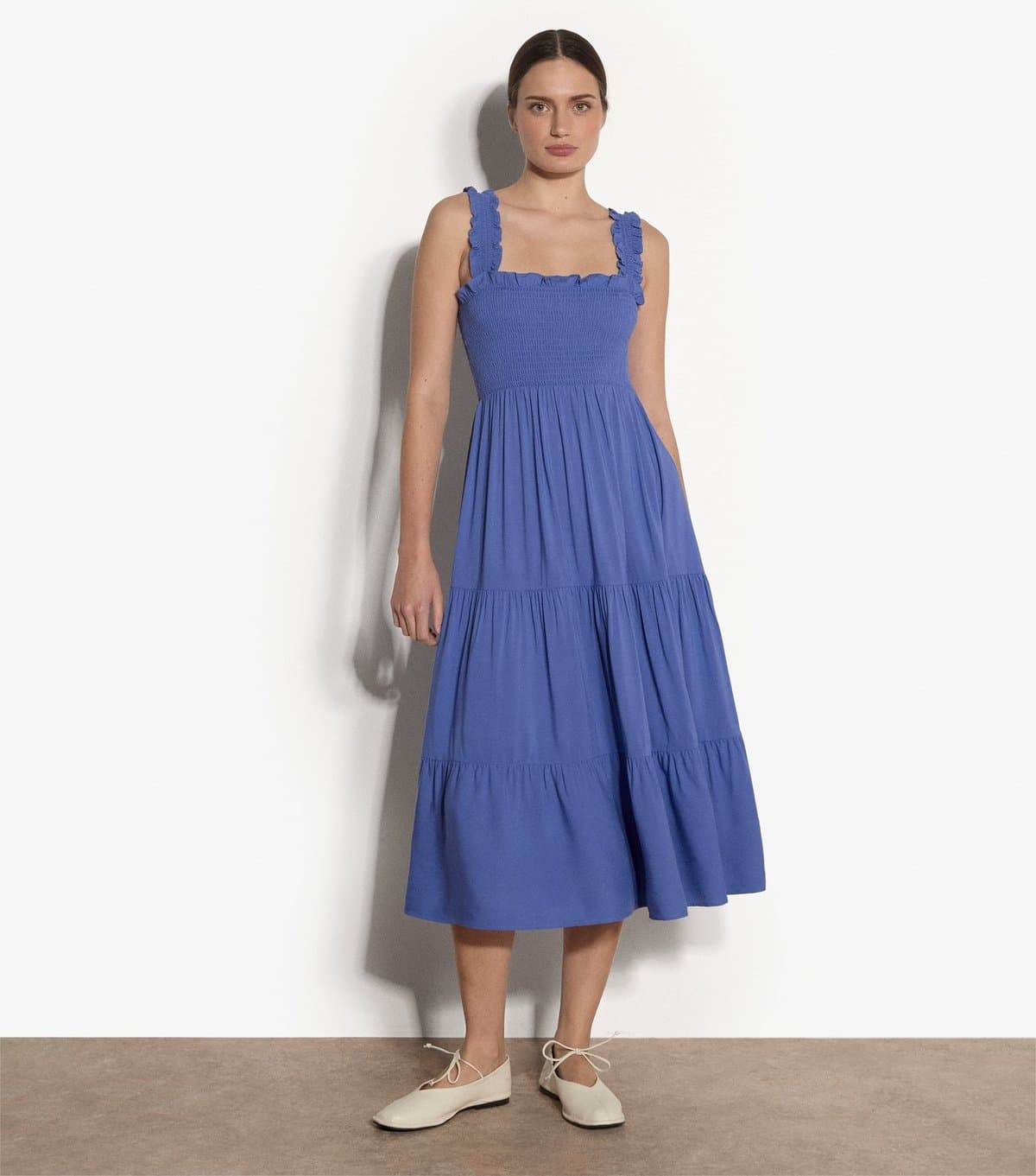 Apricot Women's Bright Purple Tiered Smock Midi Dress Apricot New Look