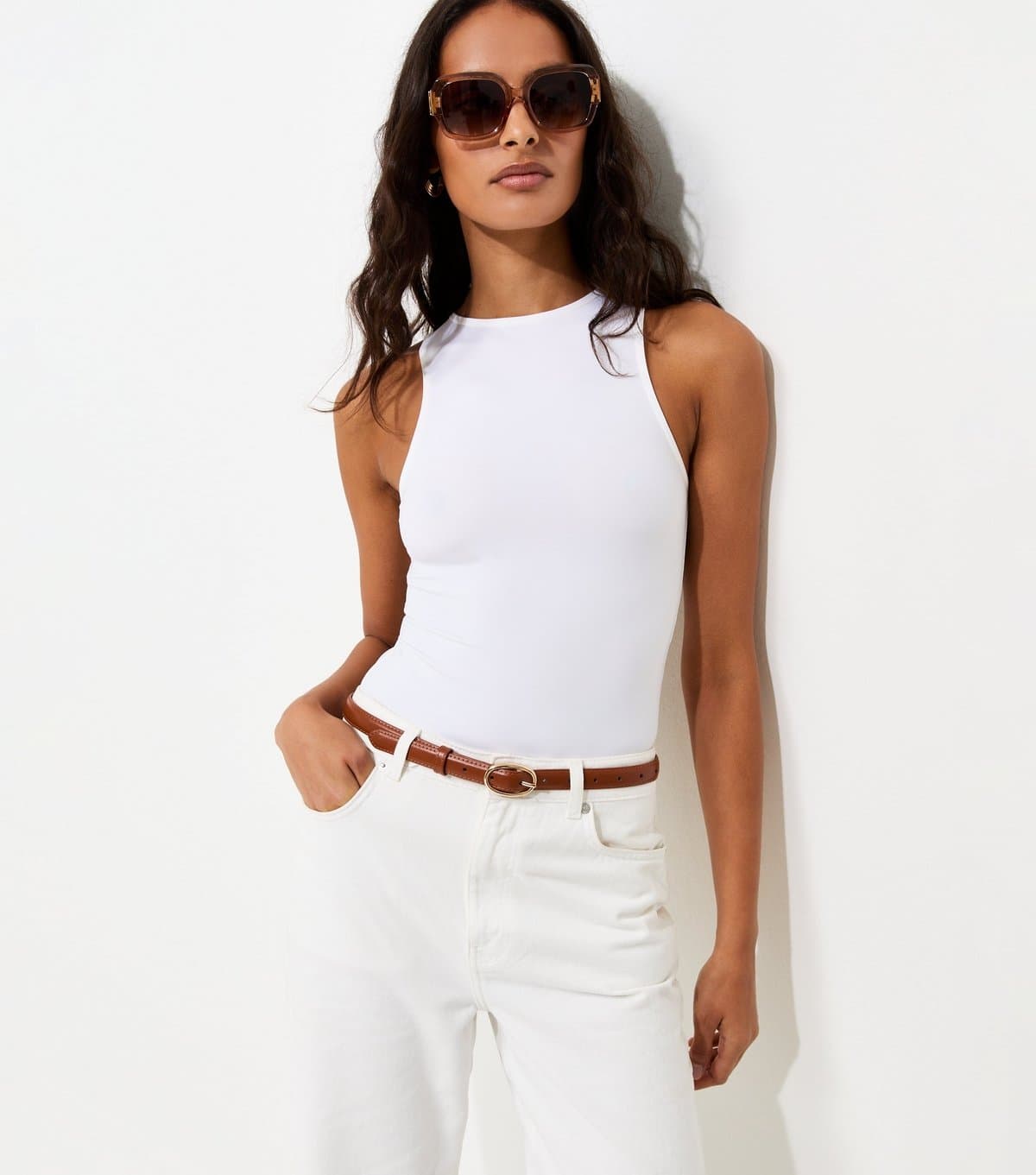 New Look Women's Off White Jersey Racer Bodysuit New Look