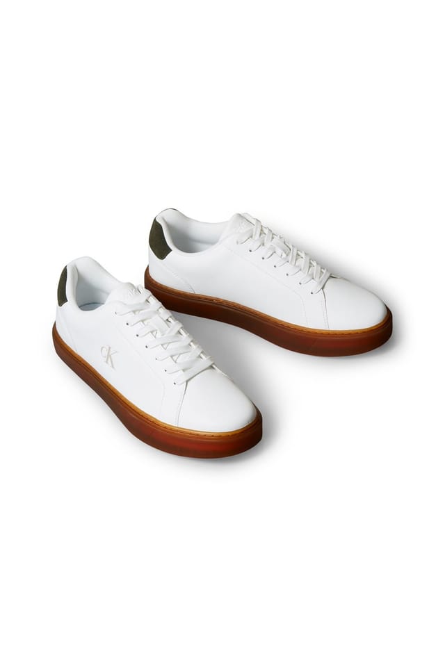 Calvin Klein Calvin Klein Men's Classic Cupsole Laceup Lth Bright White/Medieval Forest/Gum in White - 2