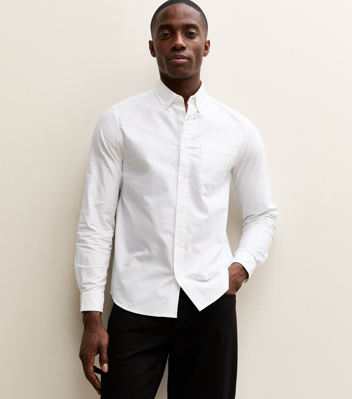 New Look Men's White Regular Oxford Shirt New Look - 2