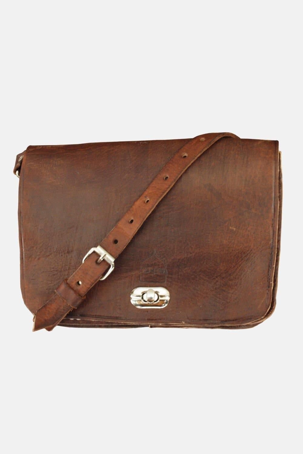 Berber Leather Berber Leather Women's 'The Kenitra' Cross-body Bag in Dark Brown