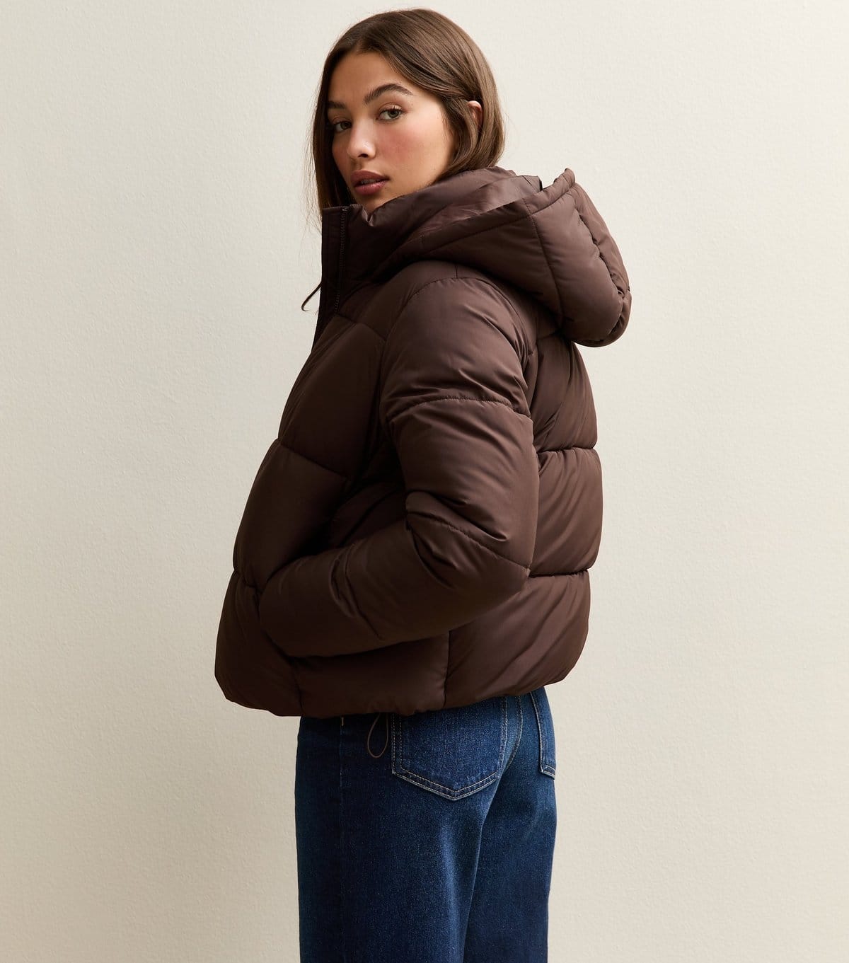 New Look Women's Brown Hooded Cropped Puffer Jacket New Look - 4