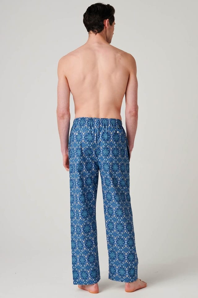British Boxers British Boxers Men's "Marrakesh Paisley" Crisp Cotton Pyjama Trousers in Bright Blue - 3