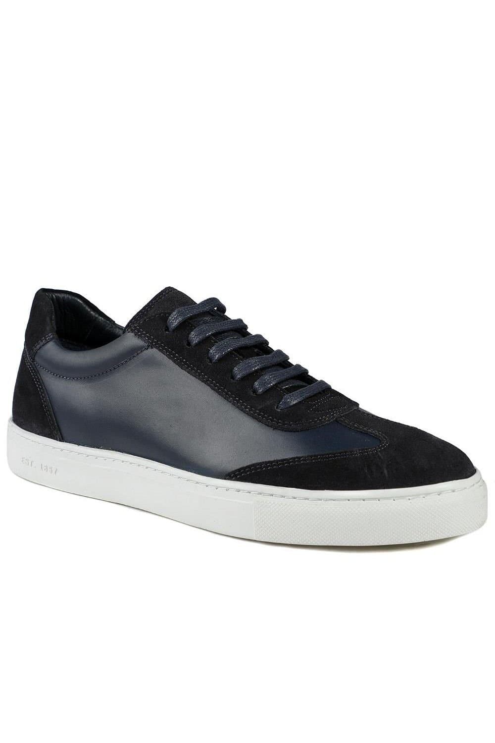 Jones Bootmaker Jones Bootmaker Men's Southall Leather Lace Up Trainers in Navy