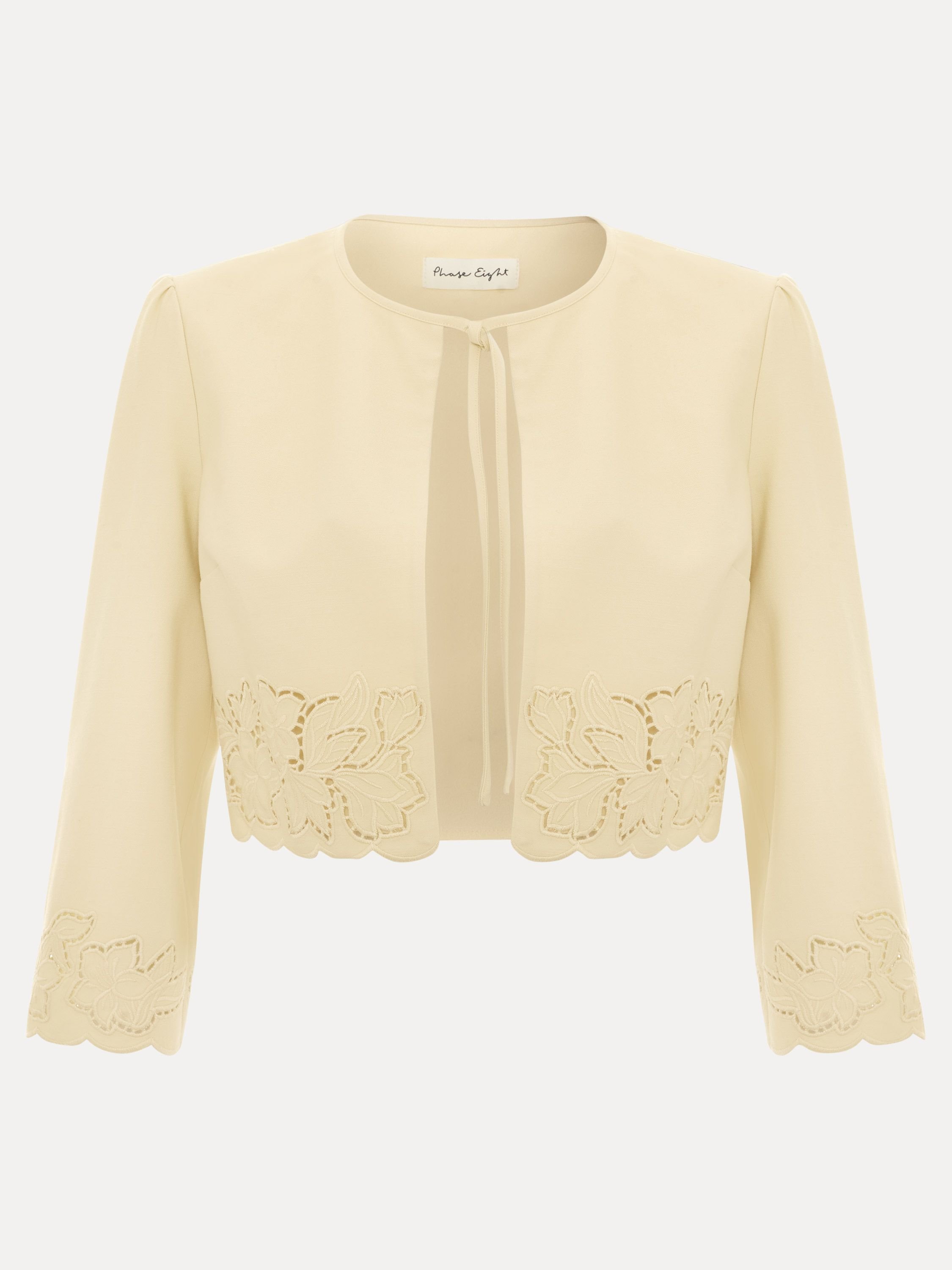 Phase Eight Phase Eight Women's Wilda Embroidered Scallop Cropped Jacket in Lemon - 2