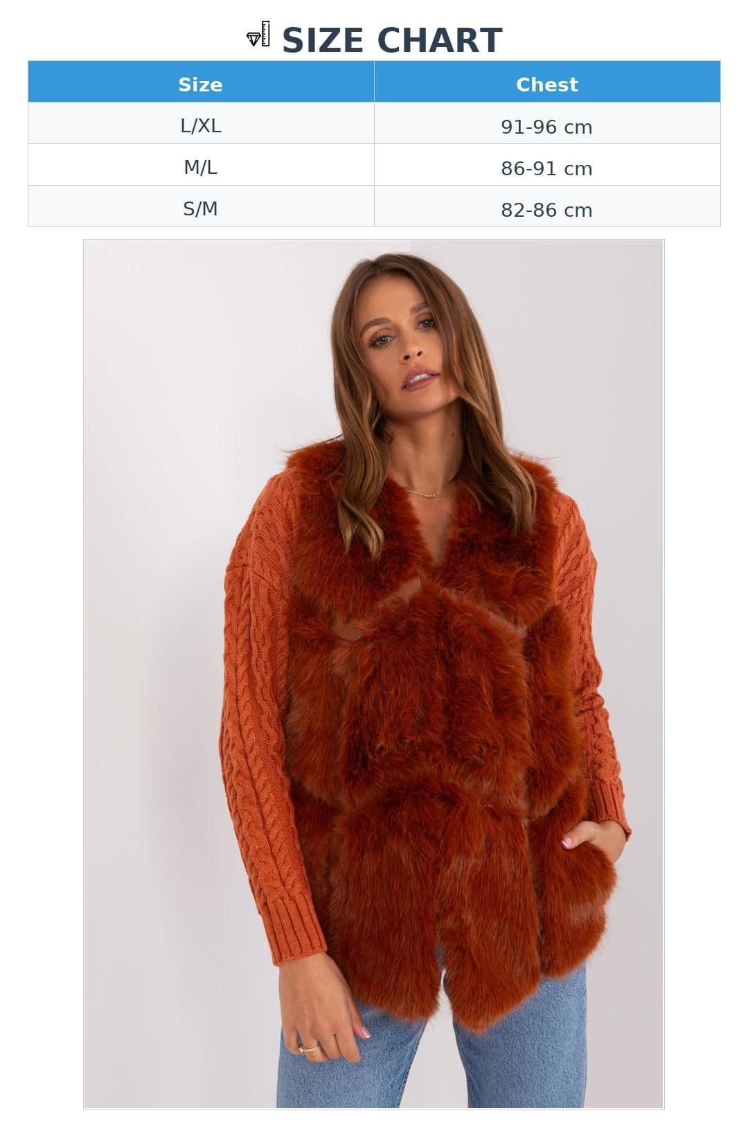 Love Lace Love Lace Women's Lined Faux Fur Vest with Slip Pockets Style 187535 in Orange - 4