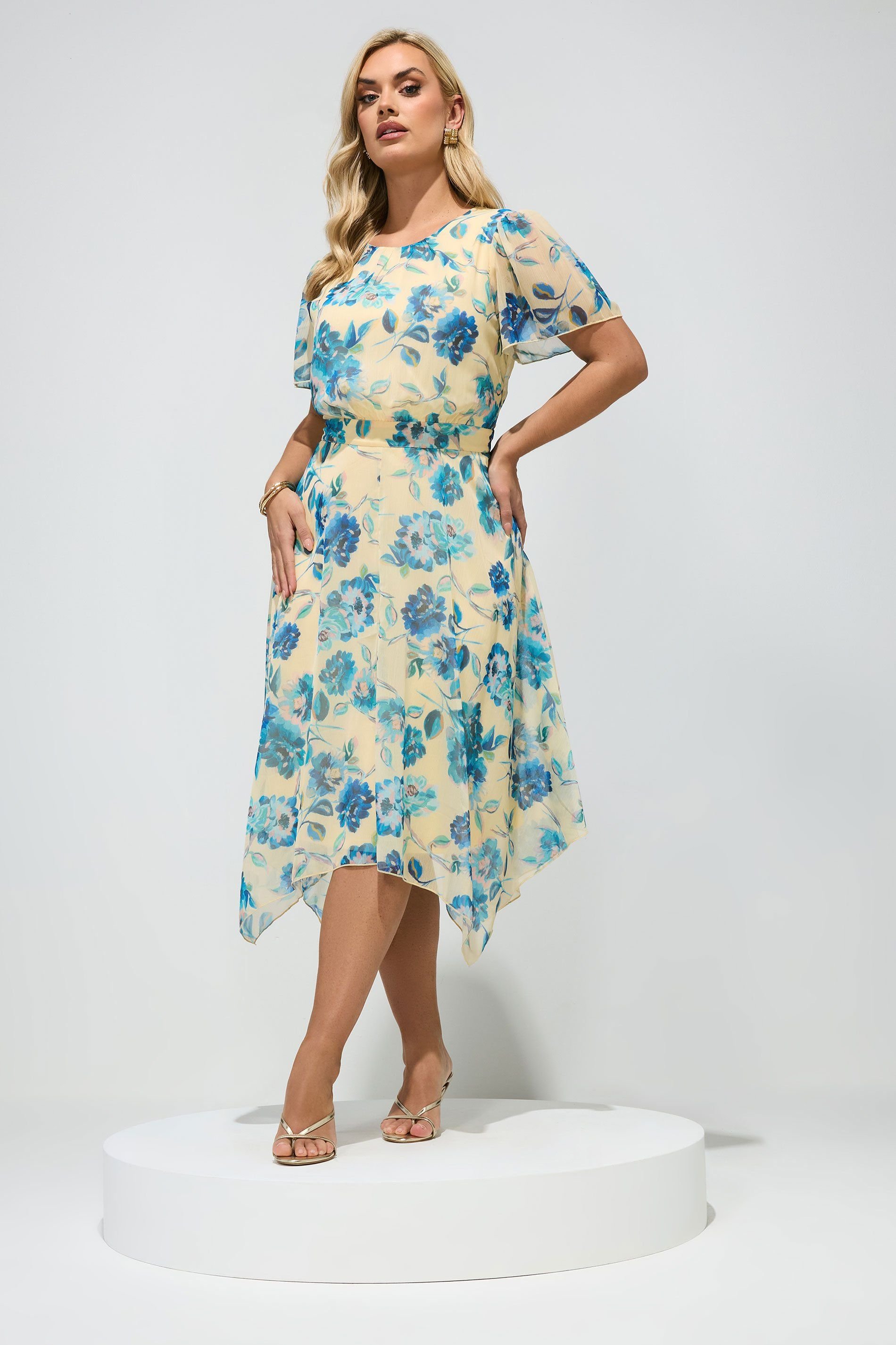 Yours Yours Women's Floral Ruffle Hem Dress in Yellow - 1