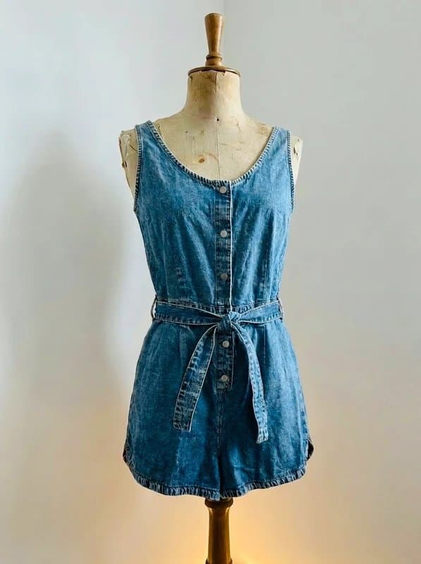 New Look New Without Tags New Look Acid Wash Denim Playsuit With Tie Waist UK 12